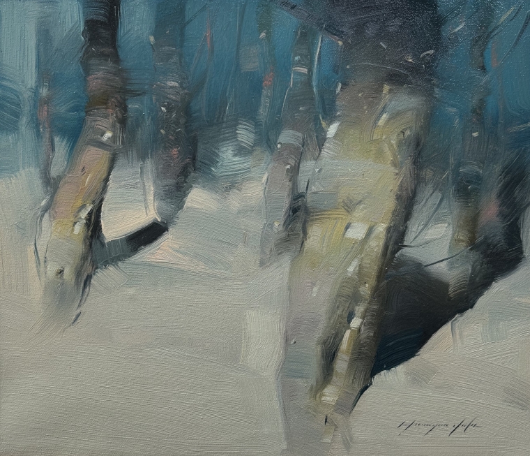 Night Trees, Original oil Painting, Handmade artwork, One of a Kind                    